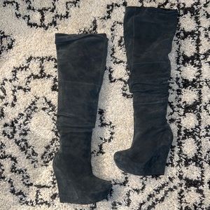Rock & Republic Over the Knee Gray Suede Platform Boots Size 8